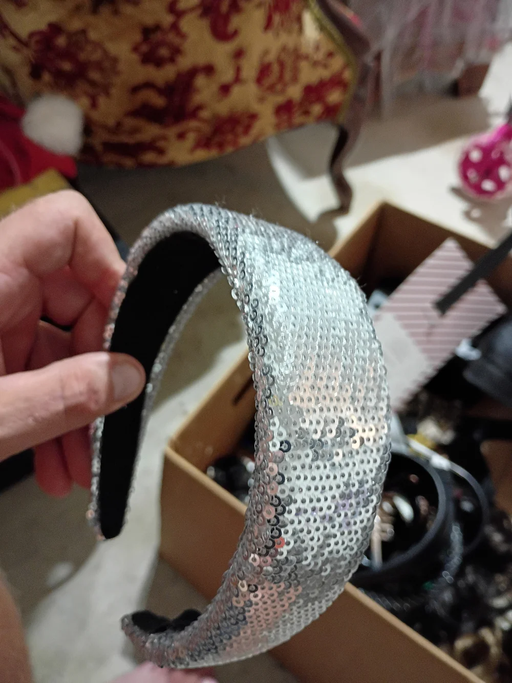 Sequin Padded Headband - Silver Sparkle Variety